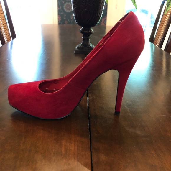 ❤️ RED Shiekh Laura Felt 5" Stiletto Heel Size 10M - Picture 6 of 7